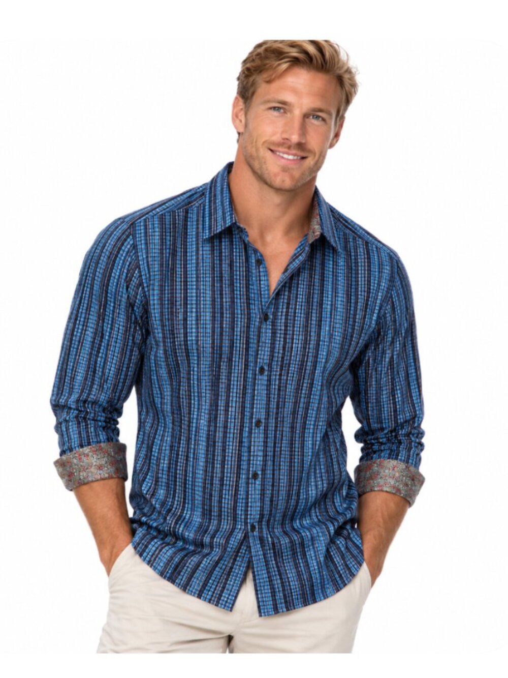 Robert Graham men’s button-down stripe paisley blue XL